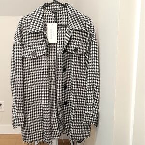 BloomChic Black & White Houndstooth Blazer Jacket